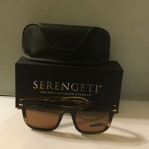 Serengeti Charlton Tortoise Frame Sunglasses Polarized with Brown Lenses Men.